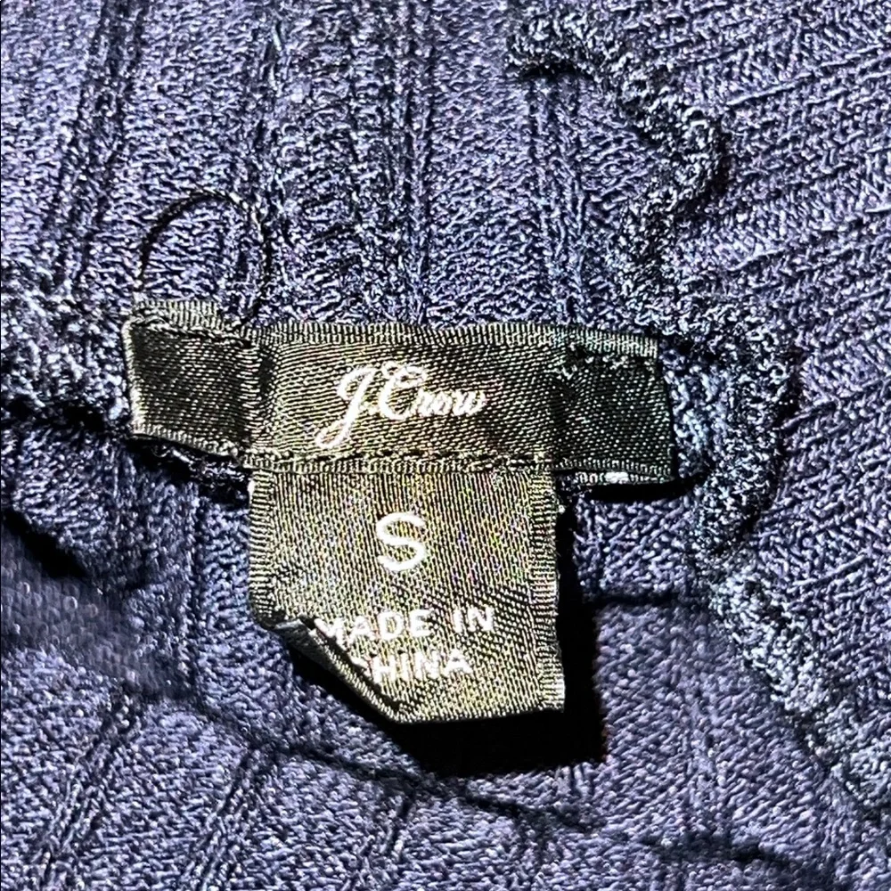J. Crew Blue Ruffle Mock Neck Top S Ribbed Minimalist Preppy‎ Chic Capsule Basic